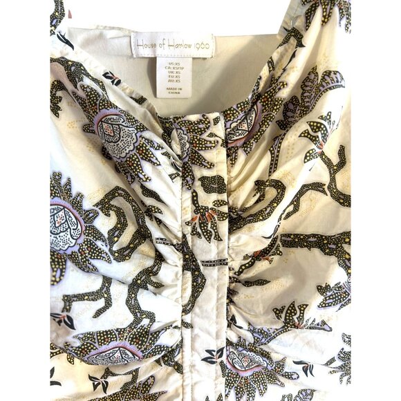 House Of Harlow 1960 Women's XS Floral Ruched Top 100% Cotton boho halter top - Picture 6 of 9